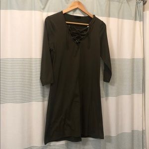 Olive green straps dress